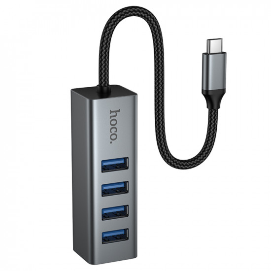 USB Hub Hoco HB1C 4-in-1 USB-C σε 4xUSB-A 3.0 Aluminum Alloy Γκρι 52875