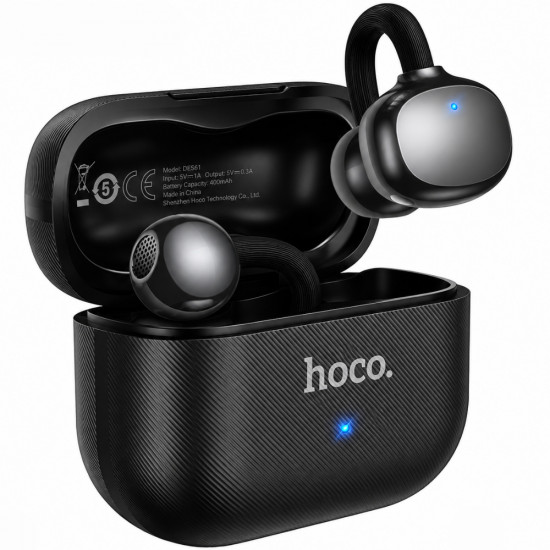 Wireless Hands Free Open-Ear Hoco. DES61 Cool TWS v6.0 250mAh 6h Ώρες Λειτουργίας Μαύρα με Μαύρο Silicon Sleeve 52934