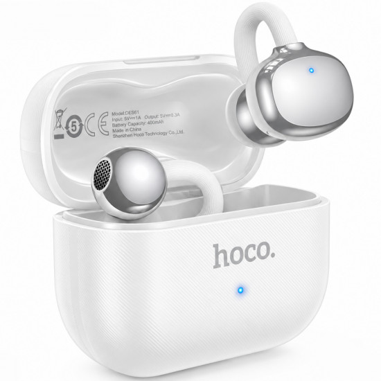 Wireless Hands Free Open-Ear Hoco. DES61 Cool TWS v6.0 250mAh 6h Ώρες Λειτουργίας Λευκά με Λευκό Silicon Sleeve 52935