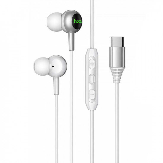 Hands Free Hoco M120 Gratified USB-C Universal Earphones Hi-Fi Stereo RGB Λευκά-Ασημί 1.2m 52905