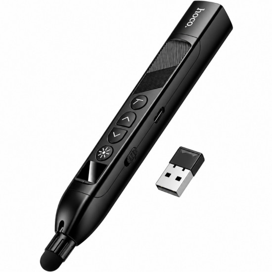 Hoco GM205 Smart Active Pen 2.4GHz 180mAh USB-A USB-C Ιδανικό για Έλεγχο Παρουσιάσεων με Laser και Τηλεσκοπικό Pointer έως 38.5cm Μαύρο 52900