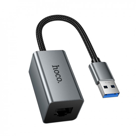 Αντάπτορας Hoco UA48 USB-A σε RJ45 OTG 10/100Mbps 15cm Γκρι 52901