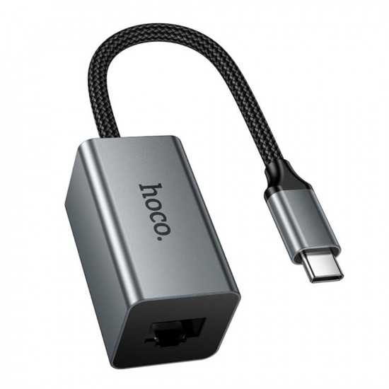 Αντάπτορας Hoco UA48 USB-C σε RJ45 OTG 10/100Mbps 15cm Γκρι 52902
