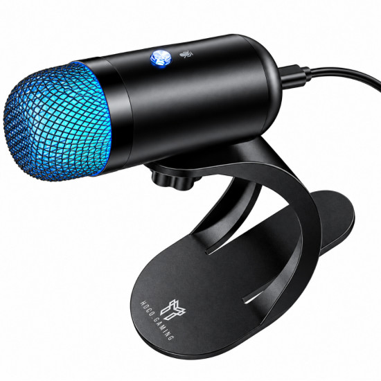 Επιτραπέζιο Μικρόφωνο Hoco L50 Profit για Streaming Gaming Video Calls RGB USB-C Πολυκατευθυντικό Μικρόφωνο Κουμπί Mute Μαύρο 52897