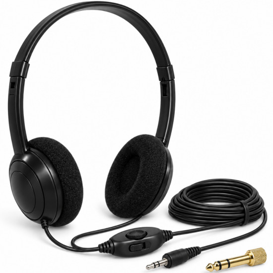 Ακουστικά Stereo/Mono Omega 10030 HP-30 Lightweight 3.5mm με Αντάπτορα 6.3mm και Καλώδιο 5m Ιδανικά για TV DVD Hi-Fi Μαύρα 53111