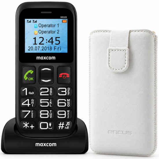 Maxcom MM426 SE (Dual Sim) 1.77 με Βάση Φόρτισης, Ραδιόφωνο, Φακό Πλήκτρο SOS Μαύρο + Θήκη Protect Ancus Old Leather Λευκή 53360