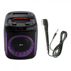 Akai ABTS-V20 Φορητό ηχείο με Bluetooth, USB, AUX-IN, κάρτα TF, FM, LED και ενσύρματο μικρόφωνο- 20W RMS