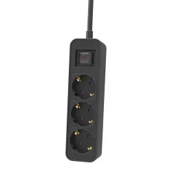 Philips CHP2134B/GRS Πολύμπριζο 3 Θέσεων με Διακόπτη & Παιδική Προστασία, Καλώδιο 1,5 m (Μαύρο)