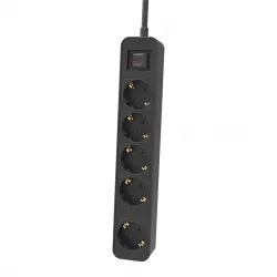 Philips CHP2154B/GRS Πολύμπριζο 5 Θέσεων με Διακόπτη & Παιδική Προστασία, Καλώδιο 1,5 m (Μαύρο)