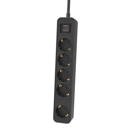 Philips CHP2154B/GRS Πολύμπριζο 5 Θέσεων με Διακόπτη & Παιδική Προστασία, Καλώδιο 1,5 m (Μαύρο)