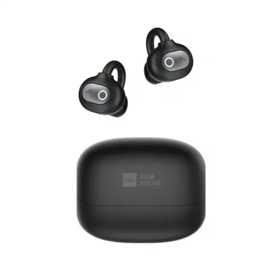 AGM Open Buds 1 – Open-Ear Ακουστικά Bluetooth 5.4 με ANC & LED Display, IPX4, Μαύρο