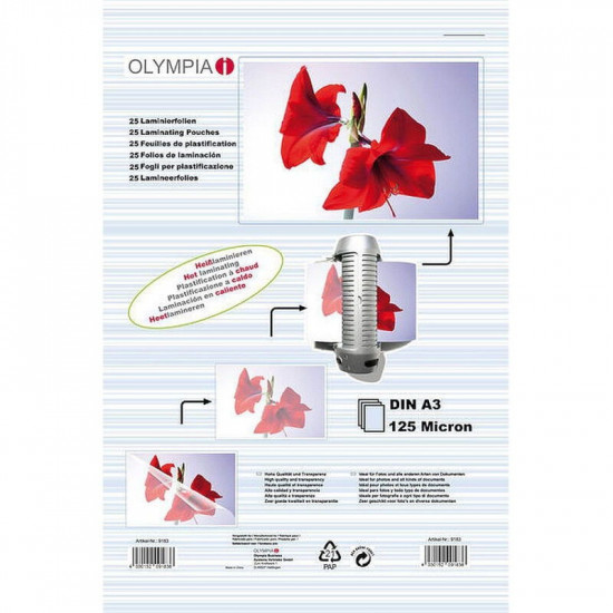 Olympia 9175 Φύλλα πλαστικοποίησης για Α3 σε κουτί 125 microns 50 τμχ