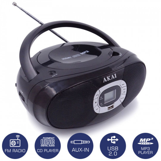 Akai BM004A-614 Φορητό HiFi με ραδιόφωνο, CD, USB και Aux-In