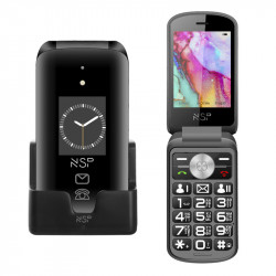 NSP 2700DS (8324000) Μαύρο κινητό τηλέφωνο Flip 2G με πλήκτρα, Dual SIM, Camera, Bluetooth, USB, micro-SD, FM, 2.8”, SOS και βάση φόρτισης