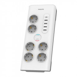 Philips SPN7060WA/GRS Πολύπριζο ασφαλείας 6 θέσεων με 1 USB Type-C 15 W και 4 USB Type-A 20 W