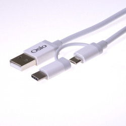Osio OTU-495W Καλώδιο USB σε micro USB & USB TYPE C με αντάπτορα – 1 m