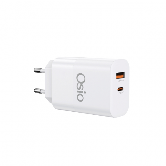 Osio OTU-5965W Ταχυφορτιστής Ρεύματος GaN 65W PD με USB-A & USB-C (Λευκός)