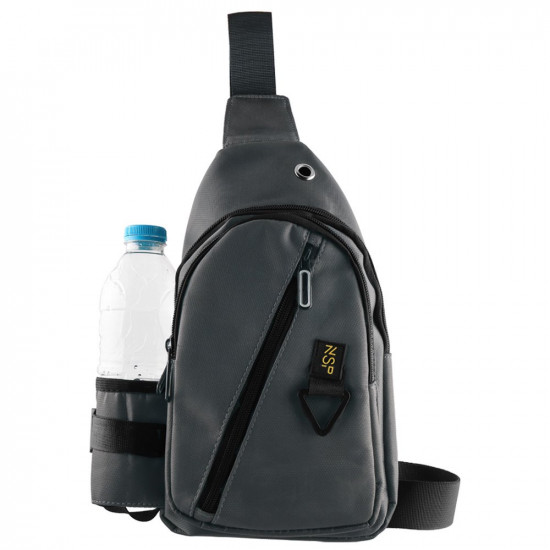 Nsp N124 Τσαντάκι Ώμου Crossbody Αδιάβροχο 6.9L (Σκούρο Γκρι) (8387869)