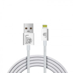 Lime LBUL01 Ανθεκτικό Πλεκτό Καλώδιο Lightning σε USB 15W, 1m Λευκό (8383373)