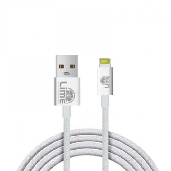 Lime LBUL01 Ανθεκτικό Πλεκτό Καλώδιο Lightning σε USB 15W, 1m Λευκό (8383373)