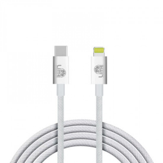 Lime LBCL01 Ανθεκτικό Πλεκτό Καλώδιο Lightning σε USB-C 30W, 1m Λευκό (8368844)
