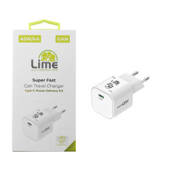 Lime LGC45W Φορτιστής Ταξιδιού GaN PD 3.0/QC 3.0 45W (8407222)
