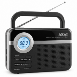 Akai PR006A-472U – Φορητό Ραδιόφωνο FM με USB/SD, LCD Οθόνη & Ξυπνητήρι