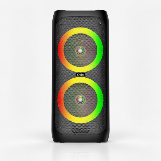 Osio OBT-8040 – Φορητό Party Ηχείο 90W RMS με 2×8 & Πρίμα, LED Φωτισμό, Τρόλεϊ & Ασύρματο Μικρόφωνο (Bluetooth 5.3)