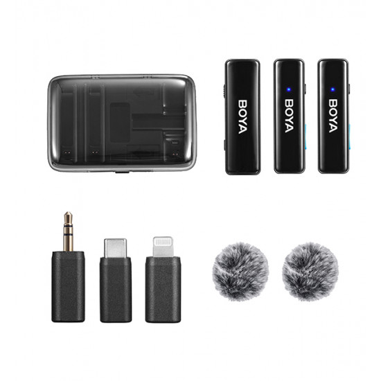 BOYALINK Mobile Wireless Mic for Android (USB-C) iPhone IOS and 3,5 TRS (laptop) 2 person vlog
