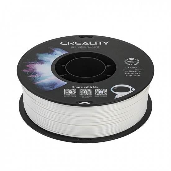 Creality CR-ABS White 3D Printer Filament, Large Object Stability, Tensile Str. 43MPA, 1 kg Spool1.7