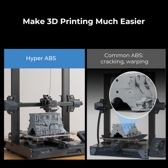 Creality Hyper ABS Grey 3D Printer Filament, High Speed high fluidity, 1 kg Spool1.75 gray