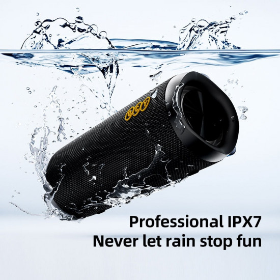 QCY SP7 Black -  Portable Bluetooth Speaker w Stereo Sound 40W, Mic for Calls, RGB Light Show