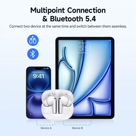 QCY Melobuds N50 ANC Purple - 45db ANC TWS Earbuds 6 mic ENC, IPX4 BT5.4
