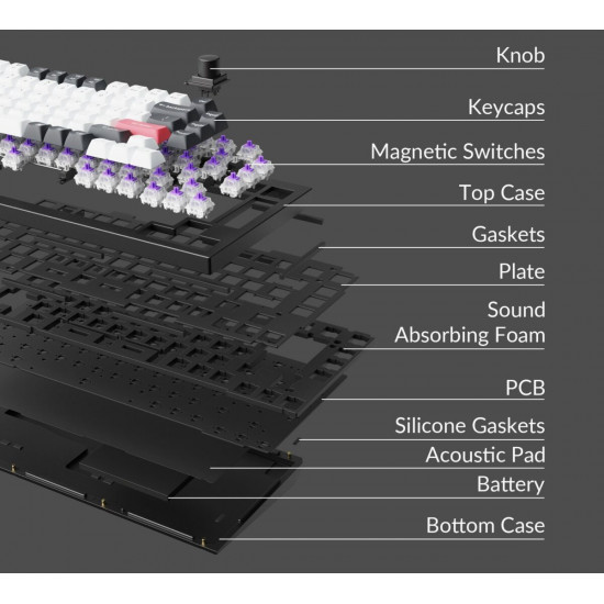 Keychron Q1 HE (Q1H-M1) QMK Wireless Custom Hall Effect Keyboard Purple Switch 75% US Layout