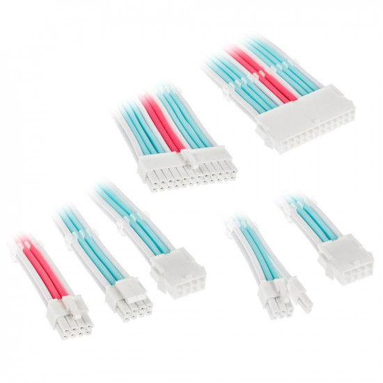 Kolink Core Adept Braided Cable Extension Kit – Brilliant White/Neon Blue/Pure Pink