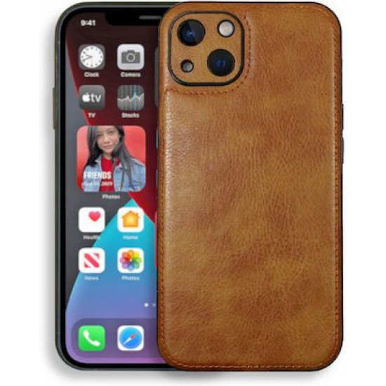 Bodycell Pattern Leather Backcover iPhone 14  Brown