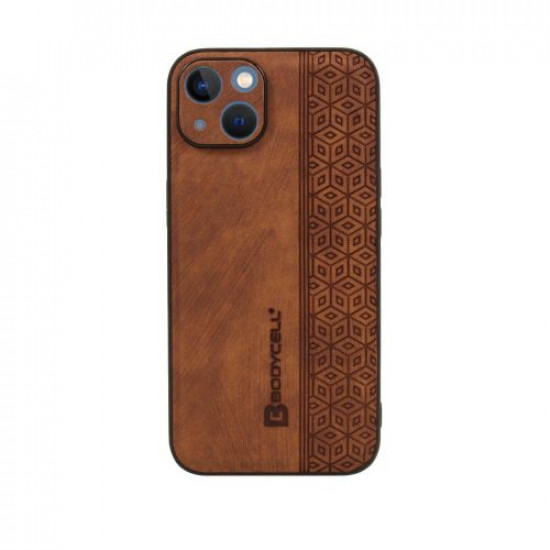 Bodycell Pattern Leather Backcover iPhone 14 Plus Brown