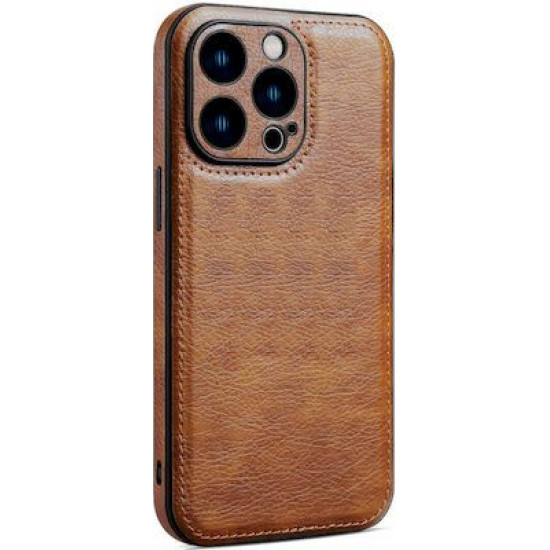Bodycell Pattern Leather Backcover iPhone 14 Pro  Brown