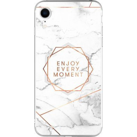 Silicon Marble Case iPhone XR SM16 White/Gold