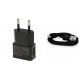NEW ΦΟΡΤ 220V USB 2A FAST microUSB + DATA ΜΑΥΡΟ