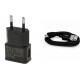 NEW ΦΟΡΤ 220V USB 2A FAST microUSB + DATA ΜΑΥΡΟ