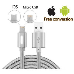 NEW Καλώδιο Φόρτισης USB Android+iOs9 + Data Ασπρο