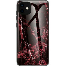 Marble TemperGlass Back Cover iPhone 11 Black-Red 2