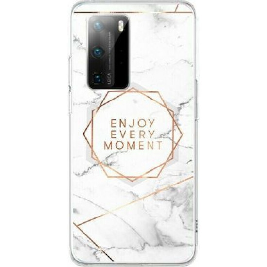 Silicon Marble Case Huawei P40 SM 16 White/Gold