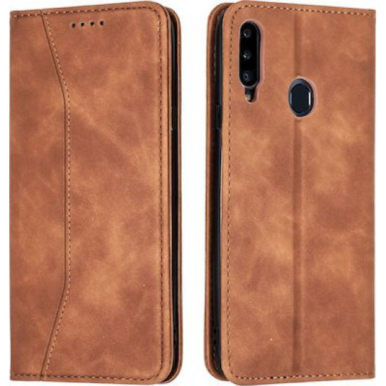Bodycell Book Case Pu Leather Samsung A20S Brown