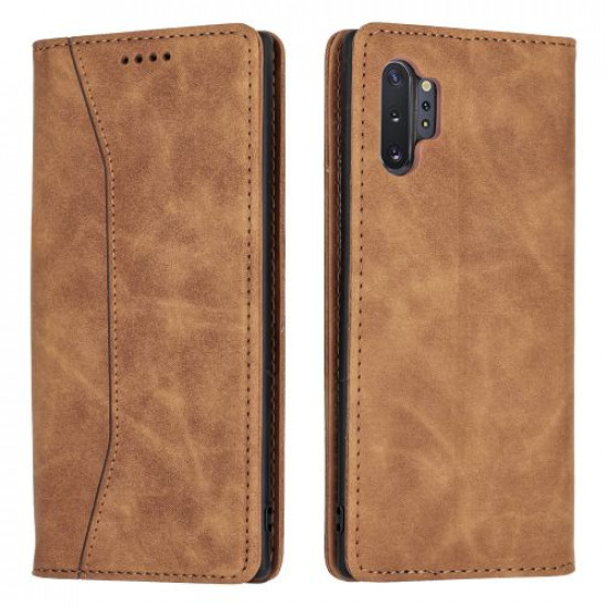 Bodycell Book Case Pu Leather Samsung Note 10 Plus Brown