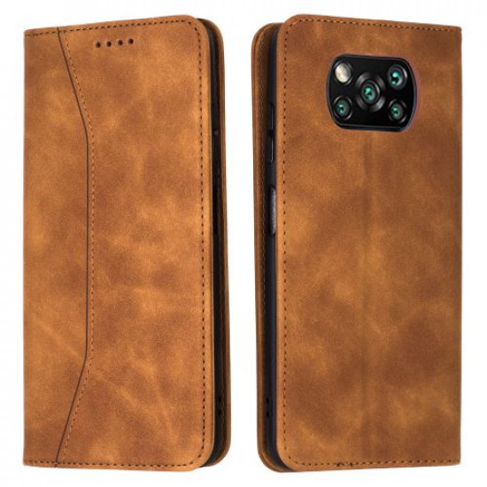 Bodycell Book Case Pu Leather Xiaomi Poco X3 NFC/X3 Pro Brown