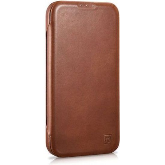 iCarer AKI 14220706 iPhone 14 Pro Curved Edge Leather Folio Brown