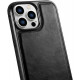 iCarer WMI14220717 iPhone 14 Genuine Leather TPU Back Cover Black