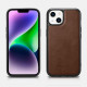 iCarer WMI14220719 iPhone 14 Plus Genuine Leather TPU Back Cover Dark Brown